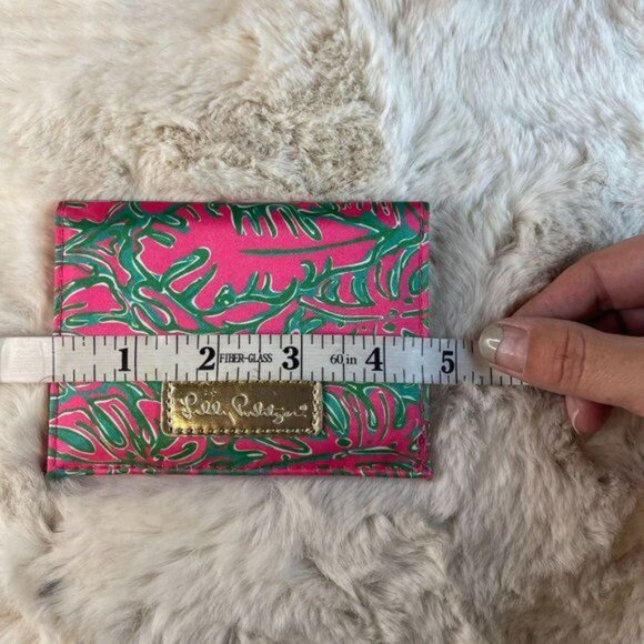 Lilly Pulitzer Mini Wallet Printed Gold Metallic Logo Pink Green Womens One Size - Picture 4 of 5